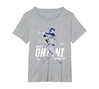 Dynamic Pose Shohei Ohtani Los Angeles Baseball MLBPA Maglietta, Donna Plus-Size, Grigio Melange, 2X