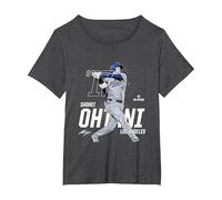 Dynamic Pose Shohei Ohtani Los Angeles Baseball MLBPA Maglietta, Donna Plus-Size, Grigio Scuro, 2X
