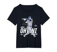 Dynamic Pose Shohei Ohtani Los Angeles Baseball MLBPA Maglietta, Donna Plus-Size, Nero, 1X