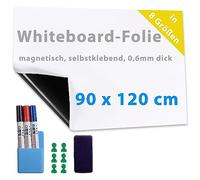 Dynamic-Wave 120 x 90 cm, pellicola magnetica autoadesiva, rotolo piccolo, bianco, pellicola magnetica, resistente, lavabile, con accessori