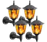Dynaming Confezione da 4 lanterne da parete a energia solare per esterni, luci a LED a fiamma tremolante, accensione e spegnimento automatico, impermeabili per garage, scale, patio, portico, cortile