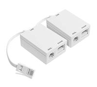 Dynamode ADSL Micro filtro e splitter - Adattatore per banda larga, modem, router, DECT, PABX, sistemi telefonici, casa e ufficio - Connessione BT - Plug n' Play (confezione da 2, con coda)
