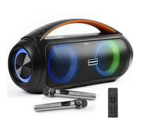 DYNASONIC D93 - Altoparlante Bluetooth portatile impermeabile IPX5. Altoparlante wireless per esterni. Stereo senza fili. Potente lettore audio con luci LED integrate. Micro-SD, USB.