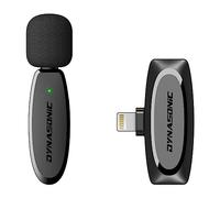 DYNASONIC DM-Pro 01 (2a generazione) Microfono professionale senza fili per iPhone. Microfono Lavalier Lavalier per cellulari (2,4GHz) Facebook Tiktok, Youtube, Video. Microfono senza fili
