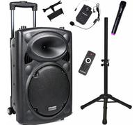 DYNASONIC - DYNAPRO 12 Plus (treppiede 3a Gen) Altoparlante Bluetooth portatile professionale, potente altoparlante Bluetooth da 700 W, 2 microfoni karaoke e supporto per tablet