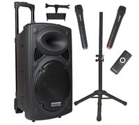 DYNASONIC - DYNAPRO 15 Plus (pack treppiede di 3ª Gen) Cassa altoparlante Bluetooth portatile professionale, potente Cassa Bluetooth da 800 W, 2 microfoni karaoke, supporto tablet e treppiede UHF