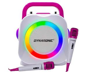 DYNASONIC Karaoke con Microfono, Regali Originali per Bambini, Altoparlante, Giocattoli Ragazzi 4-13 Anni (Pink)