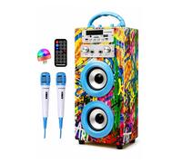 DYNASONIC Macchina Karaoke Portatile, 2 Microfoni, Altoparlante Bluetooth, Luci, Lettore USB e SD (025-22 lights)