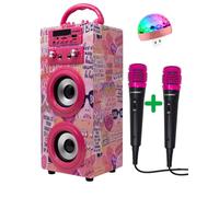 DYNASONIC Microfono Karaoke, Regalo per Bambini, Giocattolo per Bambini e Ragazzi, Regali Bambini, Giocattoli per Bambino e Bambina con Microfono Modello (025-20 LIGHTS)