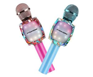 DYNASONIC Microfono per karaoke Bluetooth, giocattoli per bambini e bambine, microfono senza fili, portatile, con luci LED per bambini, regali originali per bambini (Pack 2 microfoni), Multicolore
