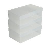 DynaSun 3X PP437 Box Porta Scarpe Trasparente Uomo Donna in Contenitore Salvaspazio Portascarpe Storage Impilabile Pieghevole