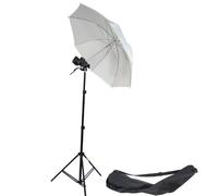 DynaSun MM2 Kit 2 in 1, Set da Studio Professionale, Supporto Cavalletto Stativo, Portalampada Doppio, Ombrello Diffusore Bianco per Illuminatore Luci Flash