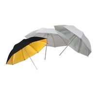 DynaSun UR02W, UR02S e UR02GB Set di 3 Ombrelli Professionale da Studio, 109 cm XXL, Bianco/Argento/Oro/Nero