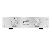 Dynavox AMP-S Pro, interruttore amplificatore e altoparlante in alloggiamento in metallo, per amplificatori stereo e surround, collegamento tramite spina a banana o connettore a morsetto, argento