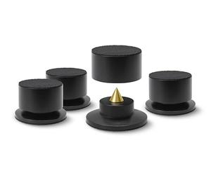 Dynavox BA-4 Highend Absorber Set di 4 altoparlanti regolabili in altezza con punte in ottone, attenuazione della risonanza per scatole e dispositivi HiFi, alloggiamento in alluminio, nero