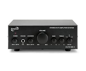 Dynavox CS-PA1 MK II Mini amplificatore stereo, controllo dei toni per bassi e alti, connettore da 6,3 mm per cuffie, nero