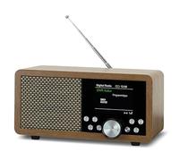 Radio portatile Dab+ Dynavox DBT600, radio FM integrata, per cucina, bagno, ufficio, funzione sveglia, schermo TFT, alimentatore, presa USB e scheda SD, finitura effetto legno
