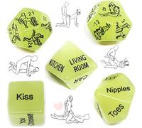 DYNLAB Dadi da gioco: cubi fosforescenti in plastica verde per un divertente gioco in notturna