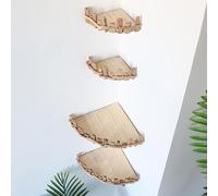 DYPJHEO Mensola angolare con bordo irregolare, mensola portaoggetti triangolare a parete, mensola galleggiante in legno massello, design retrò naturale, 2 dimensioni opzionali(25cm)