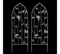 DYPJHEO Pannelli per tralicci da Giardino, tralicci rampicanti dal Design Vintage, 100x35 cm/120x39 cm/150x45 cm, Traliccio Ferro Metallico per Fiori, Verde/Bianco, per Rose, Viti, Verdure, cetrioli