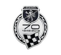 DYQCD 1 Pezzi Auto Emblem Adesivo per Abarth 70th Anniversary Scorpion Stemmi e Decorazioni Auto Styling Carrozzeria Decorazioni Auto Decalcomania Badge,SilverMatte
