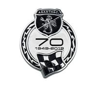 DYQCD 1 Pezzi Auto Emblem Adesivo per Abarth 70th Anniversary Scorpion Stemmi e Decorazioni Auto Styling Carrozzeria Decorazioni Auto Decalcomania Badge,SilverGlossy