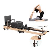 Dyqyym Macchina Pilates Reformer Pieghevole, Reformer Pilates in Legno, Attrezzatura Pilates Pieghevole per allenamenti a casa, Letto Pilates a intensità Regolabile, Reformer Pilates multifunzion