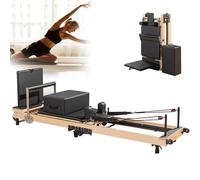 Dyqyym Pilates Reformer in Legno, Nuovo 2024, attrezzo Pilates Pieghevole per allenamenti a casa, Letto Pilates a intensità Regolabile, attrezzo da Studio Pilates, Stretching per Un Corpo equilibrato