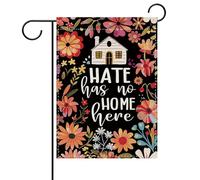 Dyrenson Equality Hate Has No Home Here Floreale Decorativo Giardino Bandiera, Fiore Pace Amore Inclusione Cortile Esterno Decorazione Della Casa, Speranza Gentilezza Diversità Burlap Outdoor Piccola