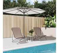 DYRJDJWIDHW 2 Pack Brown Folding Beach Chairs with Textilene Fabric and Powder Coated Steel Frame, 3 Position Adjustable Outdoor Lounge Chairs for Pool, Garden, Patio, Maximum Load 110kg per Seat