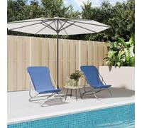DYRJDJWIDHW 2 Pack Folding Beach Chairs Blue Textilene Steel Frame Outdoor Lounge Chairs for Pool Patio Garden with 3 Position Adjustable Recliner and UV Resistant
