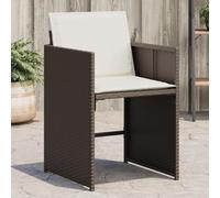 DYRJDJWIDHW 4 Pcs Brown PE Rattan Outdoor Garden Chairs with Cushions, Foldable Patio Dining Set with Thick Padded Seating, Weather Resistant Furniture for Terrace Balcony