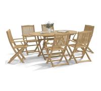 DYRJDJWIDHW 6 Pcs Acacia Wood Folding Garden Chairs Outdoor Patio Furniture Set with Backrest and Armrests 54.5x58x90cm Rustic Design for Terrace Balcony