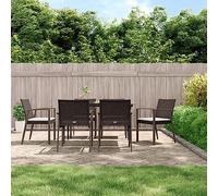 DYRJDJWIDHW 6 Pcs Garden Chairs with Cushions Brown Outdoor Dining Set Weather Resistant PE Rattan Steel Frame Patio Furniture for Terrace Balcony