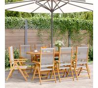 DYRJDJWIDHW 8 Pack Reclining Garden Chairs Gray Solid Acacia Wood Outdoor Patio Furniture Set with Foldable Design for Balcony Terrace Backyard Relaxation