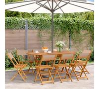 DYRJDJWIDHW 8 Pcs Acacia Wood Folding Garden Chairs Tortora Outdoor Patio Furniture Set with Armrests for Balcony Terrace Picnic Camping Heavy Duty 110kg