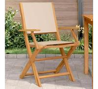 DYRJDJWIDHW Acacia Wood Folding Garden Chairs 2pcs Set Beige Outdoor Patio Furniture with Armrests for Balcony Terrace Weather Resistant Foldable Seating