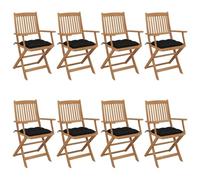 DYRJDJWIDHW Acacia Wood Folding Garden Chairs 8 Pcs Set with Cushions Outdoor Patio Furniture for Relaxing Comfortable Seating Solution