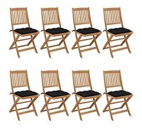 DYRJDJWIDHW Acacia Wood Folding Garden Chairs 8 Pcs with Cushions Outdoor Patio Furniture Set Heavy Duty Foldable Seating for Terrace Balcony