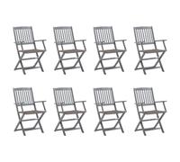 DYRJDJWIDHW Acacia Wood Folding Garden Chairs 8-Piece Set with Cushions, Weather-Resistant Outdoor Dining Chairs for Patio Terrace, Foldable Design Gray Finish