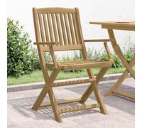 DYRJDJWIDHW Acacia Wood Folding Garden Chairs Set of 2, Outdoor Patio Dining with Armrests, 110kg Weight Capacity, Weather Resistant Foldable Chairs for Backyard, Terrace, Balcony
