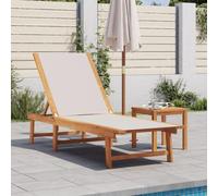 DYRJDJWIDHW Acacia Wood Sun Lounger with Adjustable Backrest, Textilene Fabric Outdoor Sunbed, Weather Resistant Patio Furniture for Garden, Poolside Relaxation