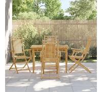 DYRJDJWIDHW Bamboo Folding Garden Chairs 4 Pcs Set Outdoor Patio Dining Furniture Foldable Waterproof Natural Material 53x66x99 cm with Backrest and Armrests