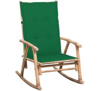 DYRJDJWIDHW Bamboo Rocking Chair with Cushion Outdoor Garden Patio Furniture Comfortable Waterproof Cushion UV Resistant Durable Natural Material Relaxing Swing Chair