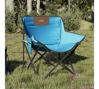 DYRJDJWIDHW Camping Chairs 2 Pack with Side Pocket, Foldable Outdoor Chairs with Storage Bag, Lightweight Portable Chair for Beach Picnic Fishing, Heavy Duty 120kg Capacity, Waterproof, Blue