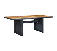 DYRJDJWIDHW Dark Grey Garden Table Poly Rattan Acacia Wood Outdoor Dining Set Modern Elegant Design Weather Resistant Patio Terrace Furniture 200x100 cm
