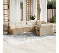 DYRJDJWIDHW divano da esterno mobile salotto salotto da giardino divanetti da esternoSet Divano da Giardino 10 pz con Cuscini Beige in PolyrattanIdeale per patio, bordo piscina