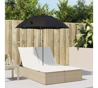 DYRJDJWIDHW Double Sun Lounger with Adjustable Backrest, UV Resistant PE Rattan Outdoor Daybed with Retractable Sunshade and Removable Cushions for Patio Garden Poolside Relaxation Beige