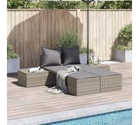 DYRJDJWIDHW Double Sun Lounger with Cushions Grey PE Rattan Outdoor Furniture Set, Modular Patio Daybed for Garden Poolside Relaxation, Weather Resistant