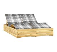 DYRJDJWIDHW Double Sun Lounger with Cushions, Impregnated Pine Wood Outdoor Daybed, Adjustable Backrest and Footrest, Weather Resistant Patio Furniture for Garden, Poolside